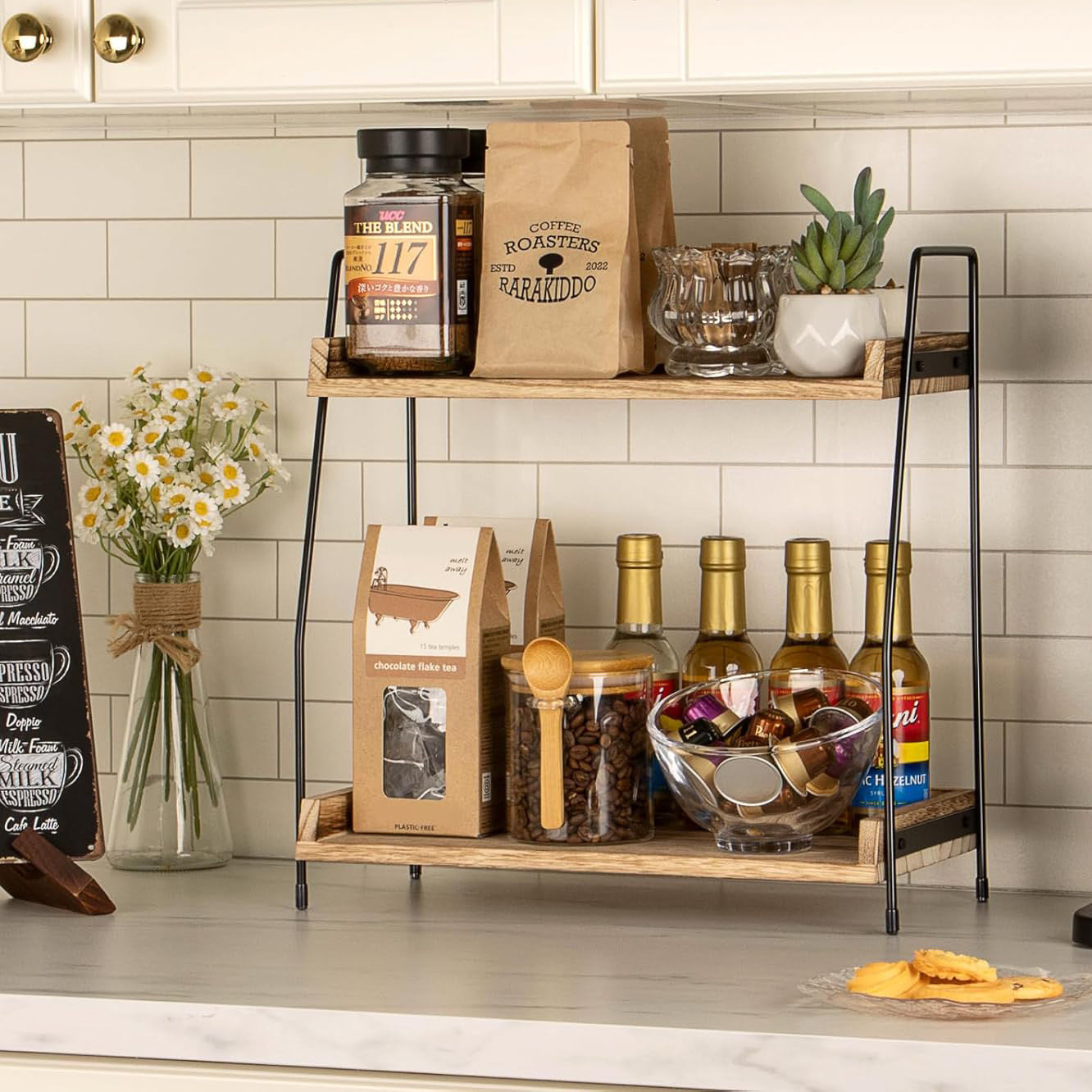Double Layer Kitchen Countertop Storage Box Organizer For Home Use